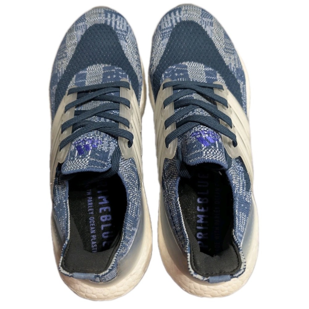 adidas UltraBoost 21 Sashiko FX7729 Mens 9 Blue Plaid Running Shoes Sneakers - Picture 5 of 8